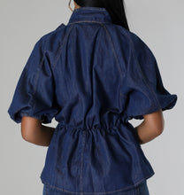 Load image into Gallery viewer, Dark Denim Peplum Blouse
