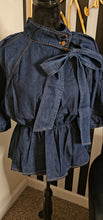 Load image into Gallery viewer, Dark Denim Peplum Blouse
