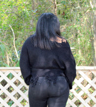 Load image into Gallery viewer, Black Dream V-Neck Distressed Sweater
