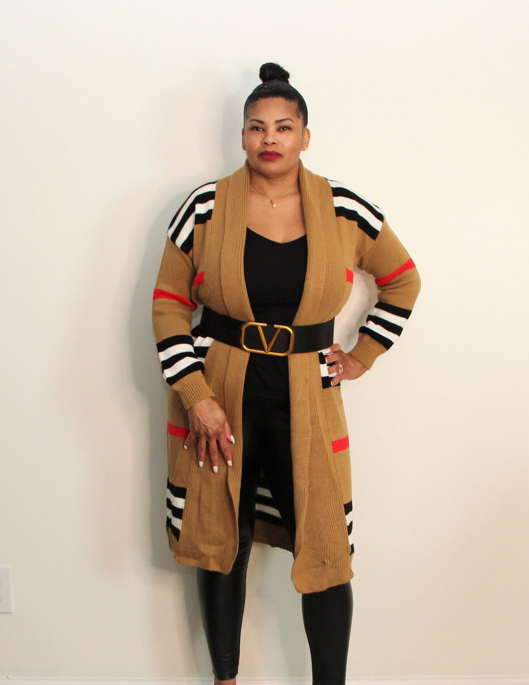 Striped longline knitted Cardigan