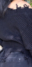 Load image into Gallery viewer, Black Dream V-Neck Distressed Sweater
